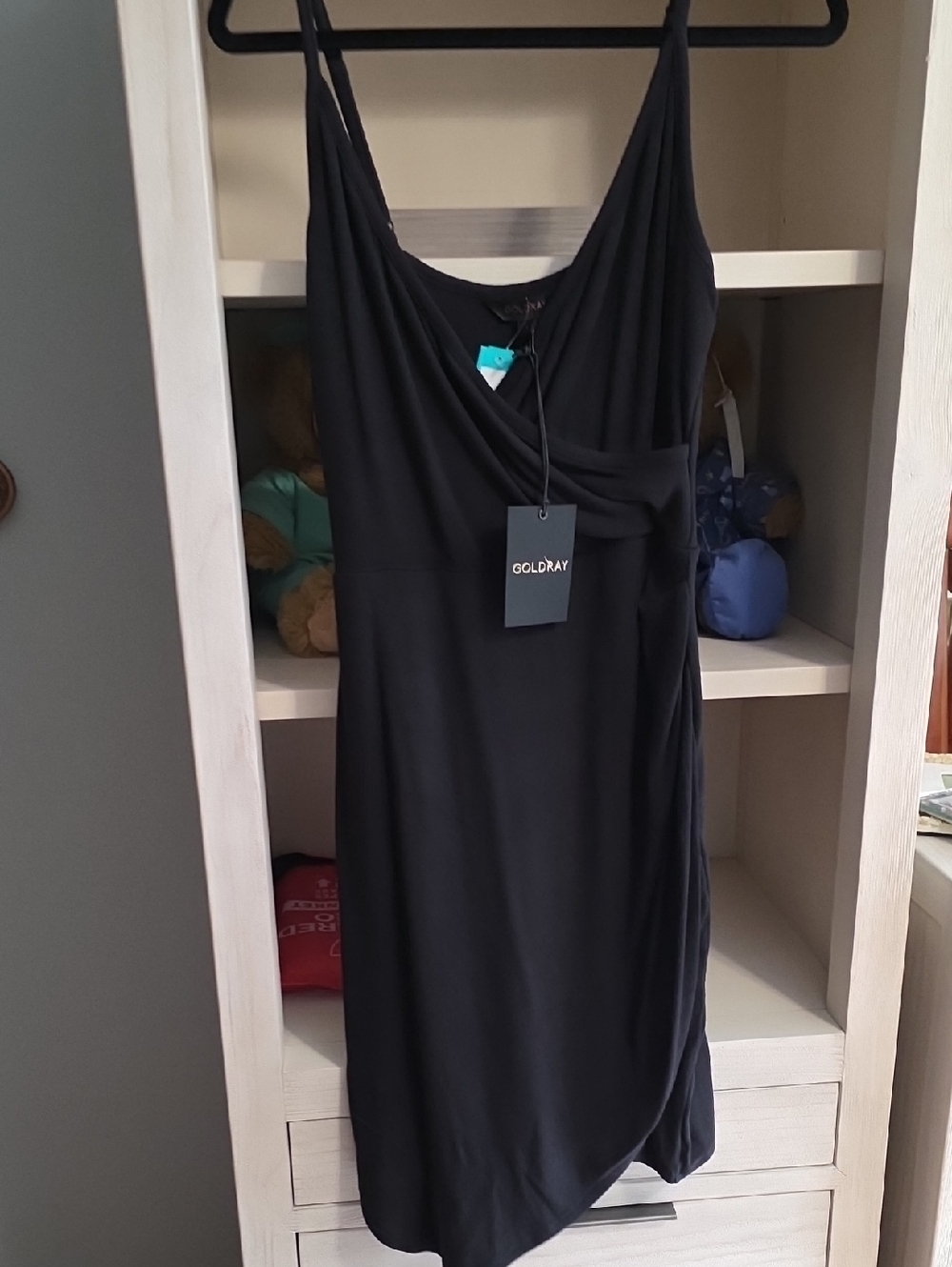 Goldray Black Sleeveless Wrap-Front Dress